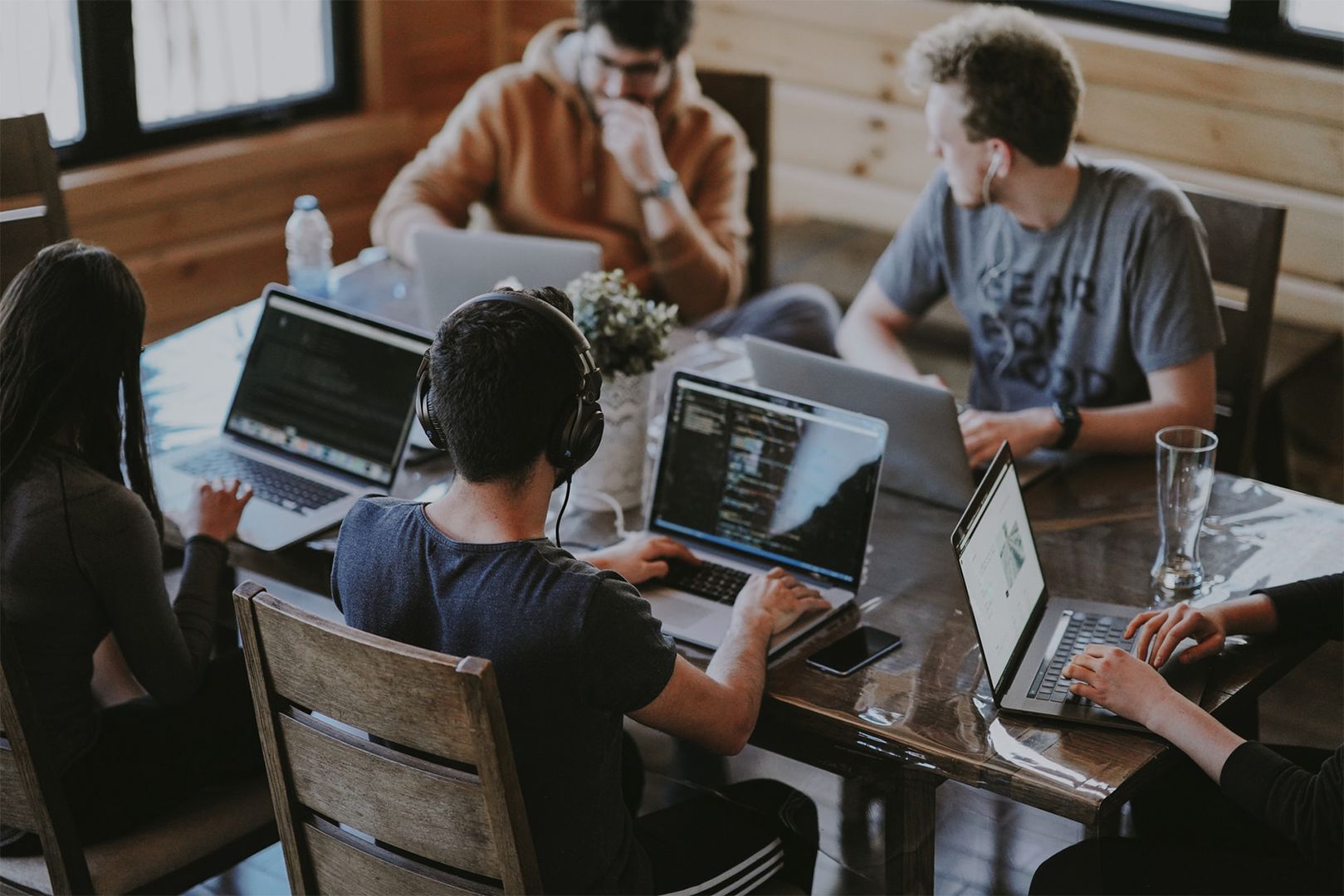 People working together on laptops
